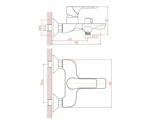 Смеситель для ванны Cron CN61172 Хром