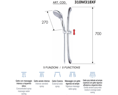 Душевой гарнитур Remer 310M318XF Хром