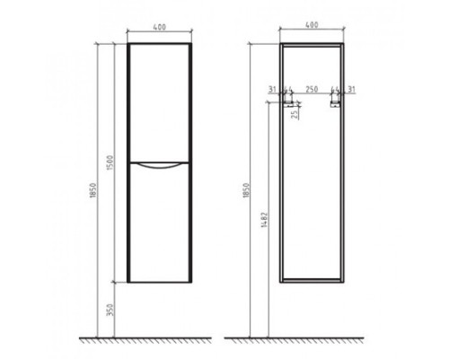 Шкаф подвесной BelBagno LUXURY/SOFT-1500-2A-SC-ME-RIGHT