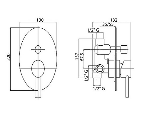 Смеситель для душа Cezares OVER-VDIM-01-Cr