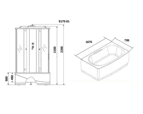 Душевой бокс Niagara Standart + NG-5170-01 170x75
