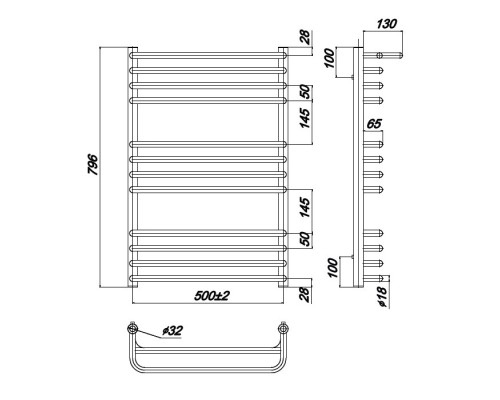Полотенцесушитель Водяной Ravak Optima 50x80 X04000083685
