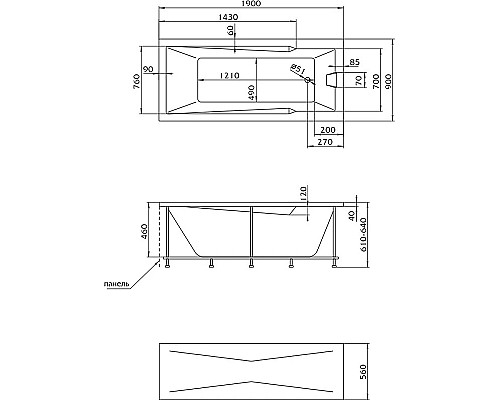 Акриловая ванна Marka One Raguza 190х90 01ра1990