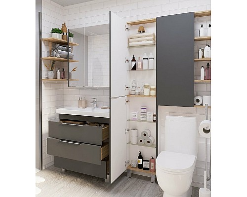 Шкаф пенал 1MarKa Gaula 40Н У92552 Графит матовый