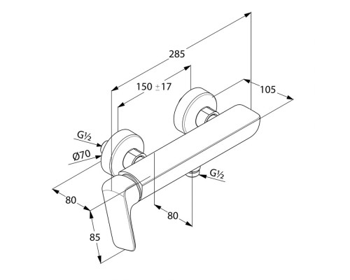 Однорычажный смеситель для для душа Kludi Ameo 416750575