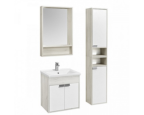 Зеркальный шкаф Флай 60 белый, дуб крафт Aquaton 1A237602FA860