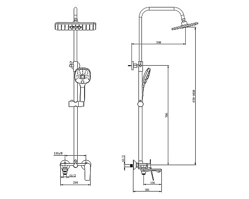 Душевая система Belz B533-7 B24533-7 Черная