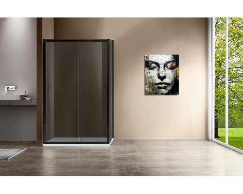 Душевой уголок Vincea Garda 120х90 VSR-1G9012CGB профиль Черный стекло тонированное