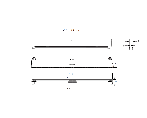 Душевой лоток BERGES SUPER Slim 600 матовый хром боковой