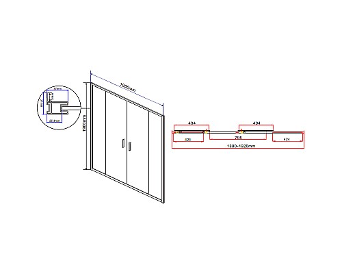 Душевая дверь Vincea Garda 190 VDS-1G2190CL профиль Хром стекло прозрачное