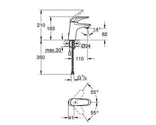 Смеситель Grohe для раковины с цепочкой 23713003
