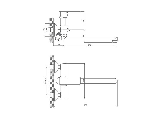 Смеситель для ванны Cron CN22129 Хром