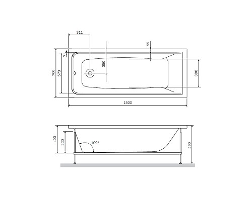 Каркас AM.PM Gem W90A-150-070W-R 1444 мм