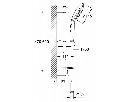 Душевой гарнитур Grohe 27230001 600 мм