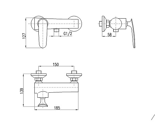 Смеситель для душа Rav Slezak Tigris TG181.5 Хром