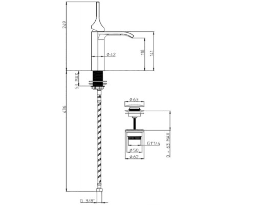 Смеситель для раковины Bossini Apice E89603.073 Черный матовый