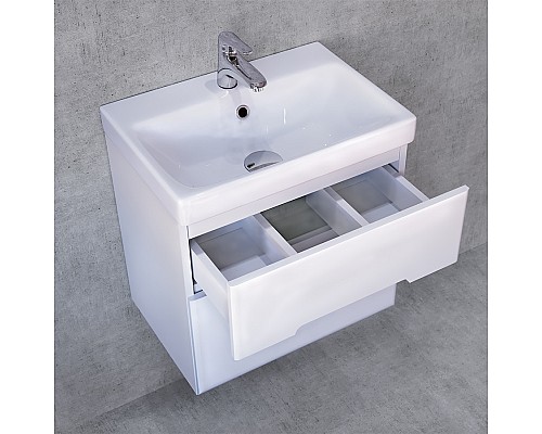 Тумба под раковину Jorno Moduo Slim 50 Mod.01.50/P/W подвесная Белый глянец