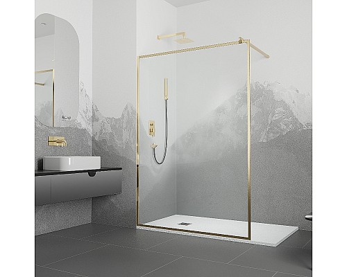 Душевая перегородка RGW Walk In WA-12G 90 32101290-16 профиль Золото стекло прозрачное