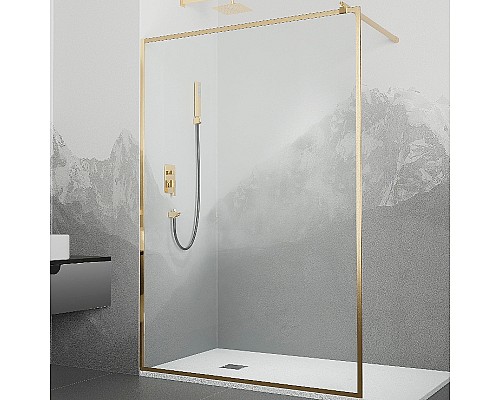 Душевая перегородка RGW Walk In WA-12G 90 32101290-16 профиль Золото стекло прозрачное