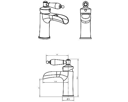 Смеситель для раковины Boheme Vogue 221-BSW Хром