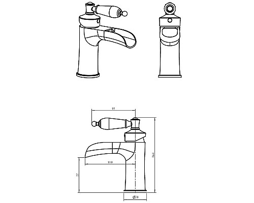 Смеситель для раковины Boheme Vogue 221-BSW Хром
