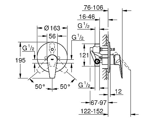 Смеситель для душа Grohe BauEdge 29079001 Хром
