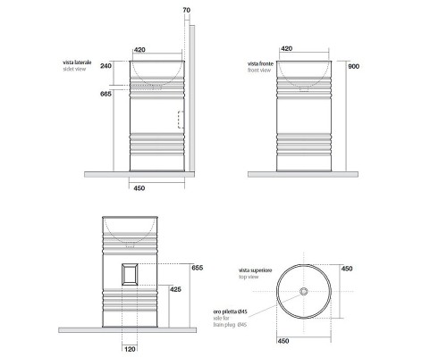 Раковина Kerasan Artwork Barrel 45 474331 Черная матовая