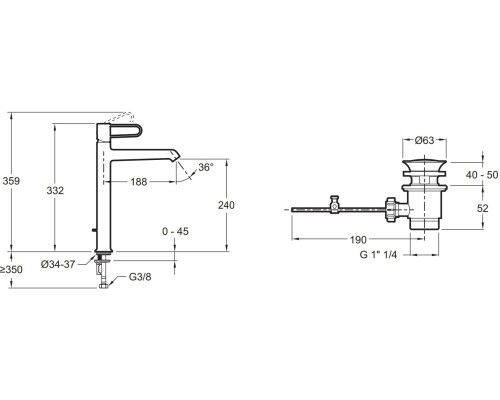Смеситель для раковины Jacob Delafon Odeon Rive Gauche E21030-CP-CP Хром
