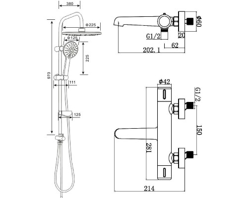 Душевая система Agger Thermo A2493500 с термостатом Хром