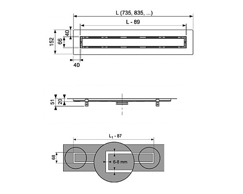 Канал дренажный для натурального камня TECE 651200 120 см