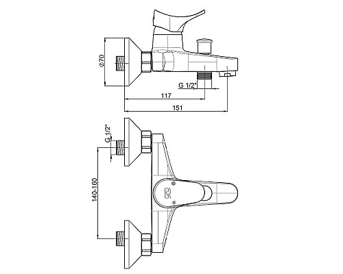 Смеситель для ванны GPD Florus MBB170 Хром