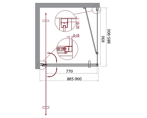 Душевой уголок BelBagno Marmi 90x90 MARMI-A-1-90-C-Cr профиль Хром стекло прозрачное