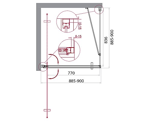 Душевой уголок BelBagno Marmi 90x90 MARMI-A-1-90-C-Cr профиль Хром стекло прозрачное