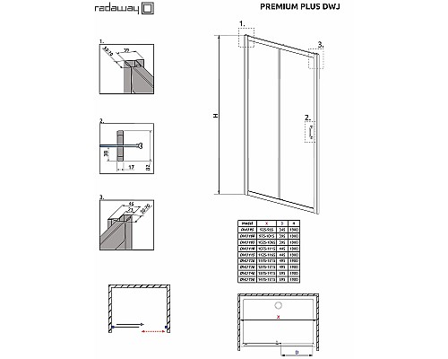 Душевая дверь Radaway Premium Plus DWJ 110 33302-01-01N профиль Хром стекло прозрачное