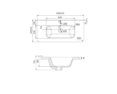 Умывальник мебельный IDDIS Wash Basin 100 см, 010