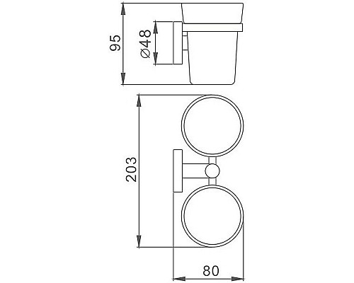 Стакан для зубных щеток Haiba HB1708 двойной Хром
