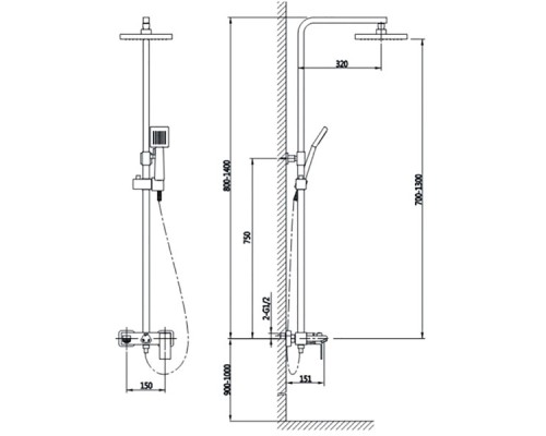 Душевая система Timo Briana SX-7130/17 Золото матовое