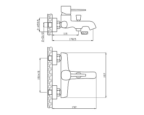 Смеситель для ванны Orange Karl M05-100b Черный