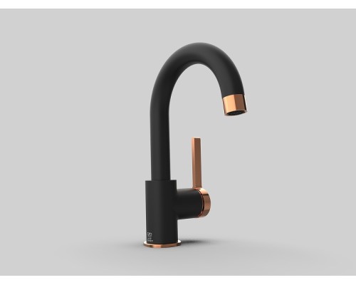 Смеситель для раковины GPD Gildo Черный Розовое золото