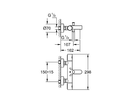 Смеситель для ванны Grohe Grohtherm 800 Cosmopolitan 34766000 с термостатом Хром