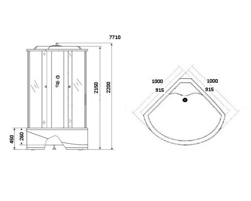 Душевая кабина Niagara Lux NG-7710G 100x100 с гидромассажем