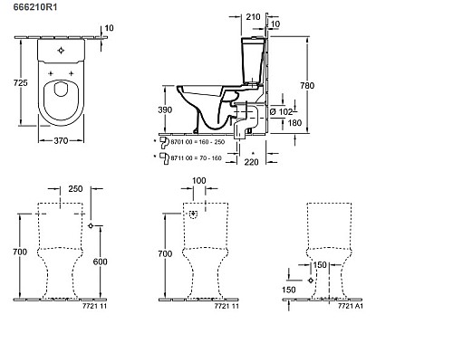 Унитаз компакт Villeroy&Boch Hommage 666210R1 без бачка и сиденья