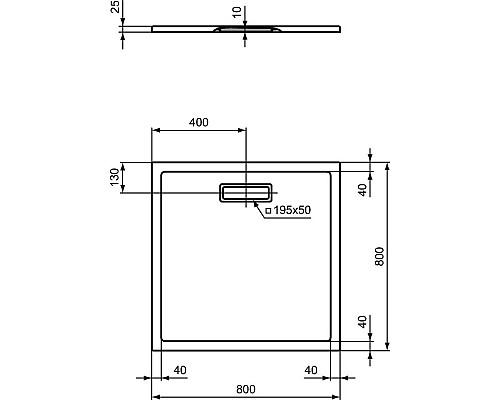 Акриловый поддон для душа Ideal Standard Ultraflat New 80х80 T4466V3 Черный шелк