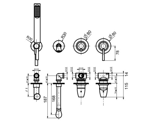 Смеситель для ванны с душем Webert Opera Moderna OE860312015