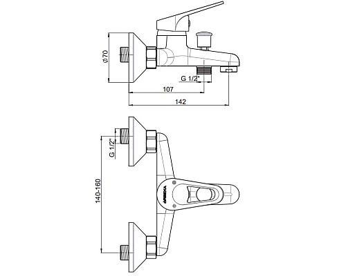 Смеситель для ванны GPD Arbeka Orbis BB30 Хром