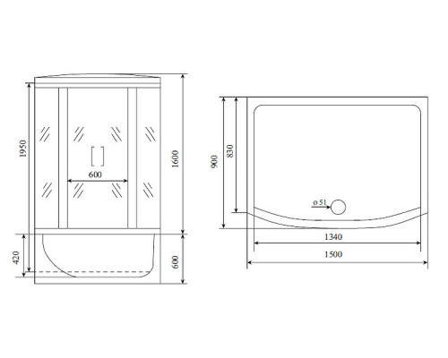 Душевой бокс Timo Lux 150x90 T-7750 с гидромассажем