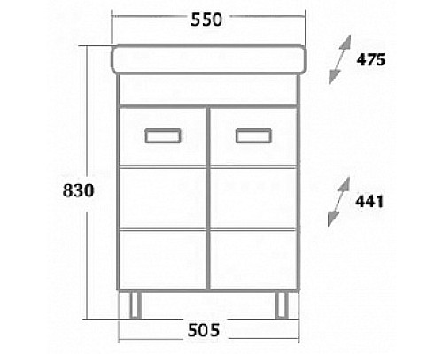 Тумба под раковину Onika Балтика-Квадро 55 Белая