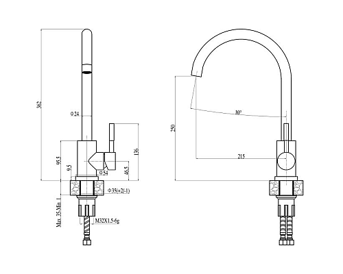 Смеситель для кухни Haiba HB70304-3 Нержавеющая сталь