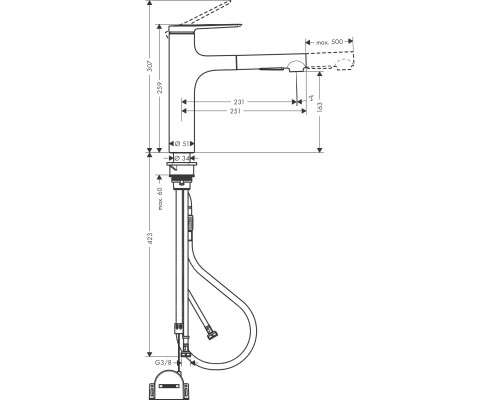 Смеситель для кухни Hansgrohe Zesis M33 Черный матовый