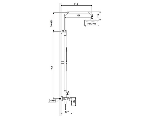 Система для душа наружного монтажа Excellent Rain Keria AREX.2081BL черный мат